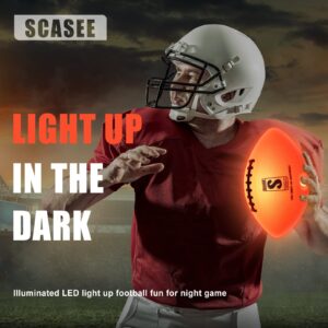 SCASEE Light Up Football - Official Size 6 and Weight- Extra Pump and Batteries - Glow in The Dark Indoor or Outdoor Footballs with Bright Waterproof LED for Youth,Teen Boys and Girls