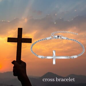 ONEFINITY Religious Cross Bracelet 925 Sterling Silver Origami Cross Bracelet Jewelry Gifts for Women