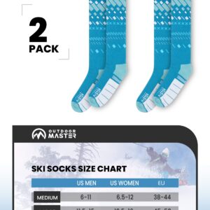 OutdoorMaster Unisex Ski Socks,Skiing and Snowboarding Socks for Men & Women with Over the Calf Design/Non-Slip Cuff