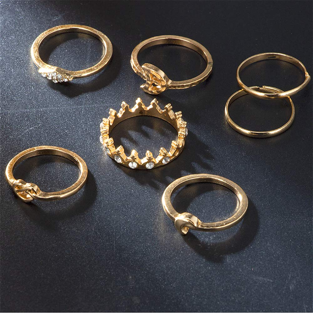 Sither 13 Pcs Women Rings Set Knuckle Rings Gold Bohemian Rings for Girls Vintage Gem Crystal Rings Joint Knot Ring Sets for Teens Party Daily Festival Jewelry Gift