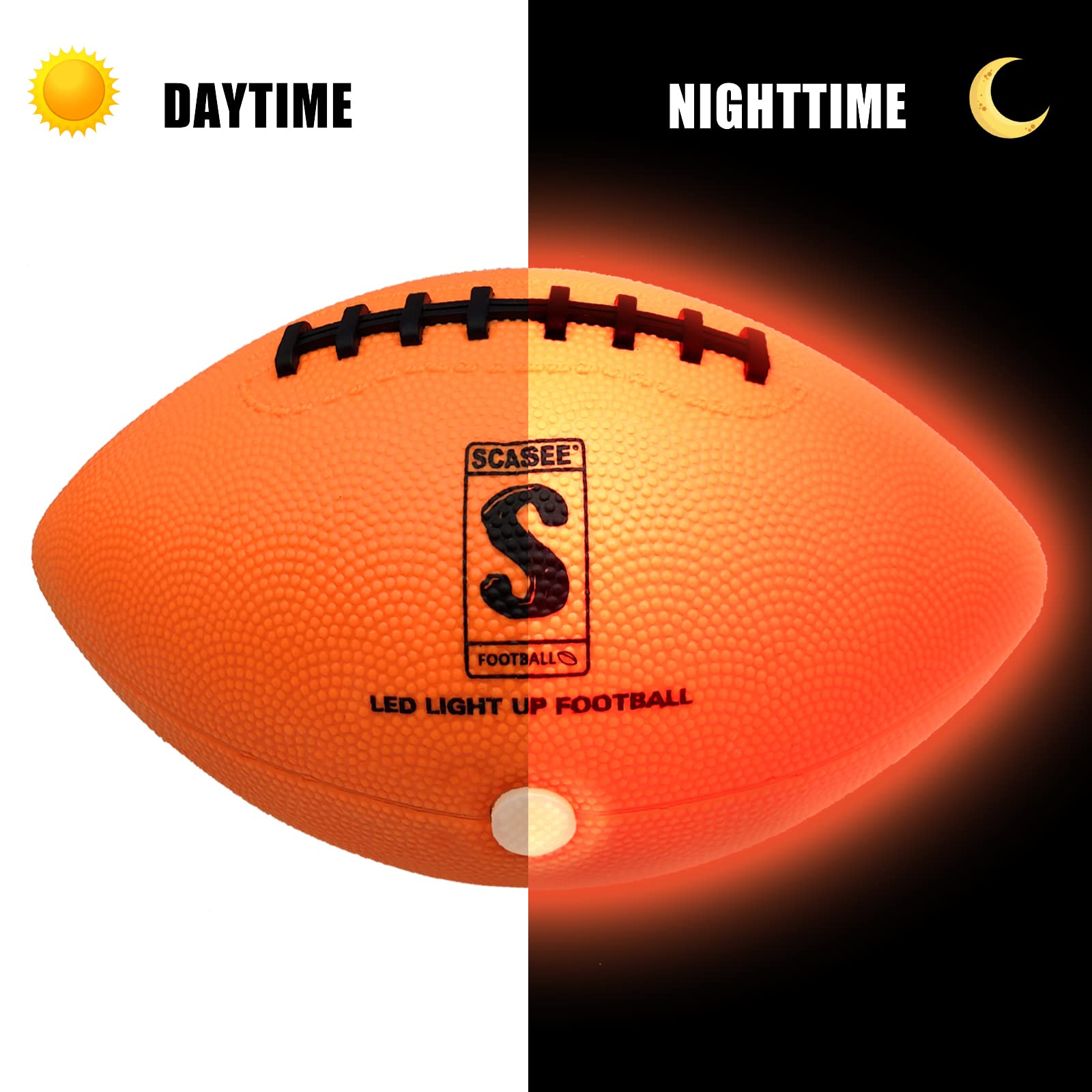 SCASEE Light Up Football - Official Size 6 and Weight- Extra Pump and Batteries - Glow in The Dark Indoor or Outdoor Footballs with Bright Waterproof LED for Youth,Teen Boys and Girls