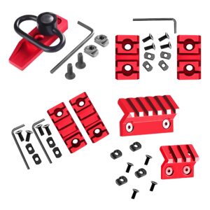 gotical-combo of 4-45 degree offset mount, 5 slot, 3 slot rail with quick detach qd s l i n g s w i v e l mount kit-push button in durable material in red (3, 5 slots, & attachment & red mounts .)