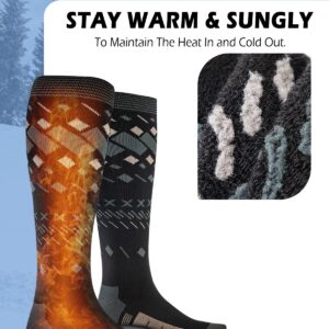 OutdoorMaster Unisex Ski Socks,Skiing and Snowboarding Socks for Men & Women with Over the Calf Design/Non-Slip Cuff