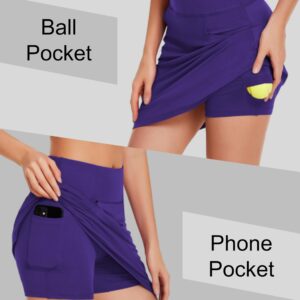 COOrun Women's Athletic Skorts Active Skirts High Waisted Workout Active Skort Skirt with Pockets Purple X-Large_