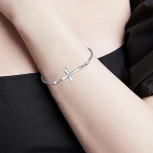 ONEFINITY Religious Cross Bracelet 925 Sterling Silver Origami Cross Bracelet Jewelry Gifts for Women