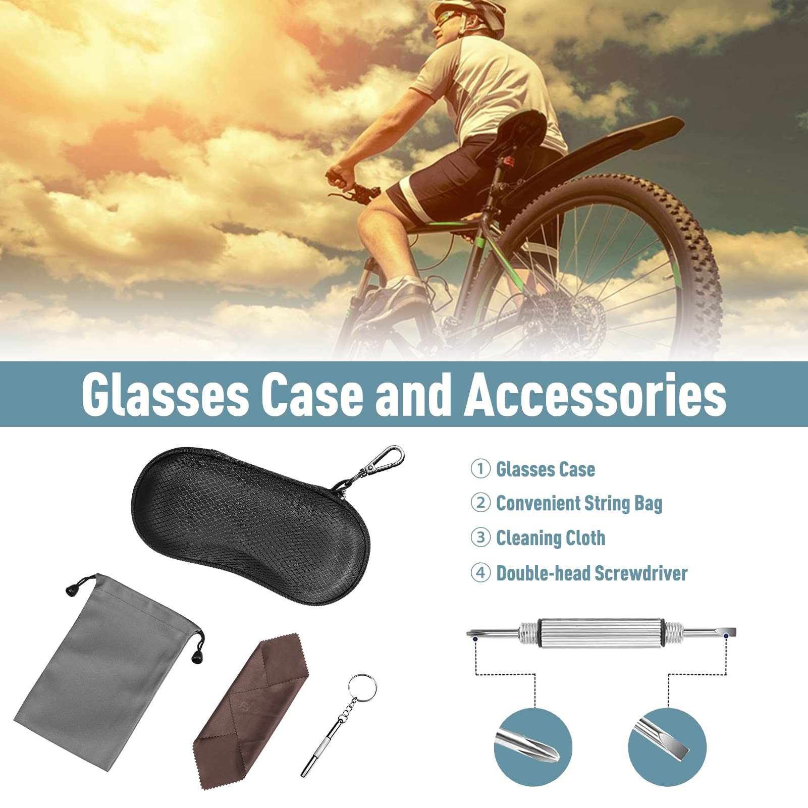 Fintie Sunglasses Case, Hard EVA Shell Shockproof Sport Glasses Case with Metal Carabiner Travel Zipper Eyeglasses Case (Black)