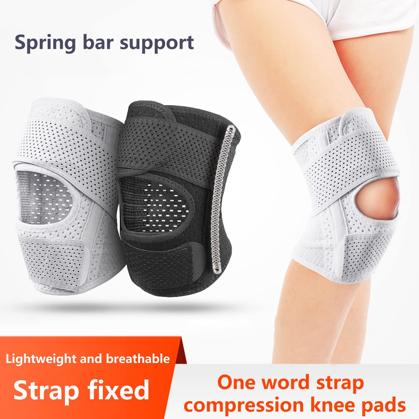 Grebest 1 Pc Knee Brace,Knee Pad Fixed Meniscus Relief Joint Pain Breathable Knee Brace with Side Stabilizers for Running, Basketball, Weightlifting, Gym, Workout, Sports White M M