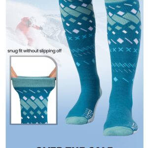 OutdoorMaster Unisex Ski Socks,Skiing and Snowboarding Socks for Men & Women with Over the Calf Design/Non-Slip Cuff