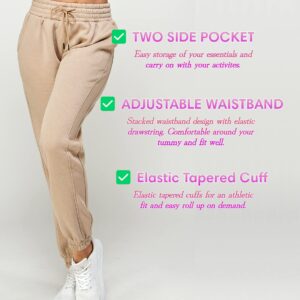 IUUI Sweatpants for Women High Stacked Waist Fleece Womens Joggers with Pockets Lounge Pants for Yoga Workout Running Taupe