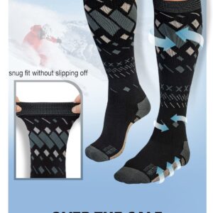 OutdoorMaster Unisex Ski Socks,Skiing and Snowboarding Socks for Men & Women with Over the Calf Design/Non-Slip Cuff