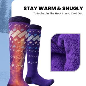 OutdoorMaster Unisex Ski Socks,Skiing and Snowboarding Socks for Men & Women with Over the Calf Design/Non-Slip Cuff