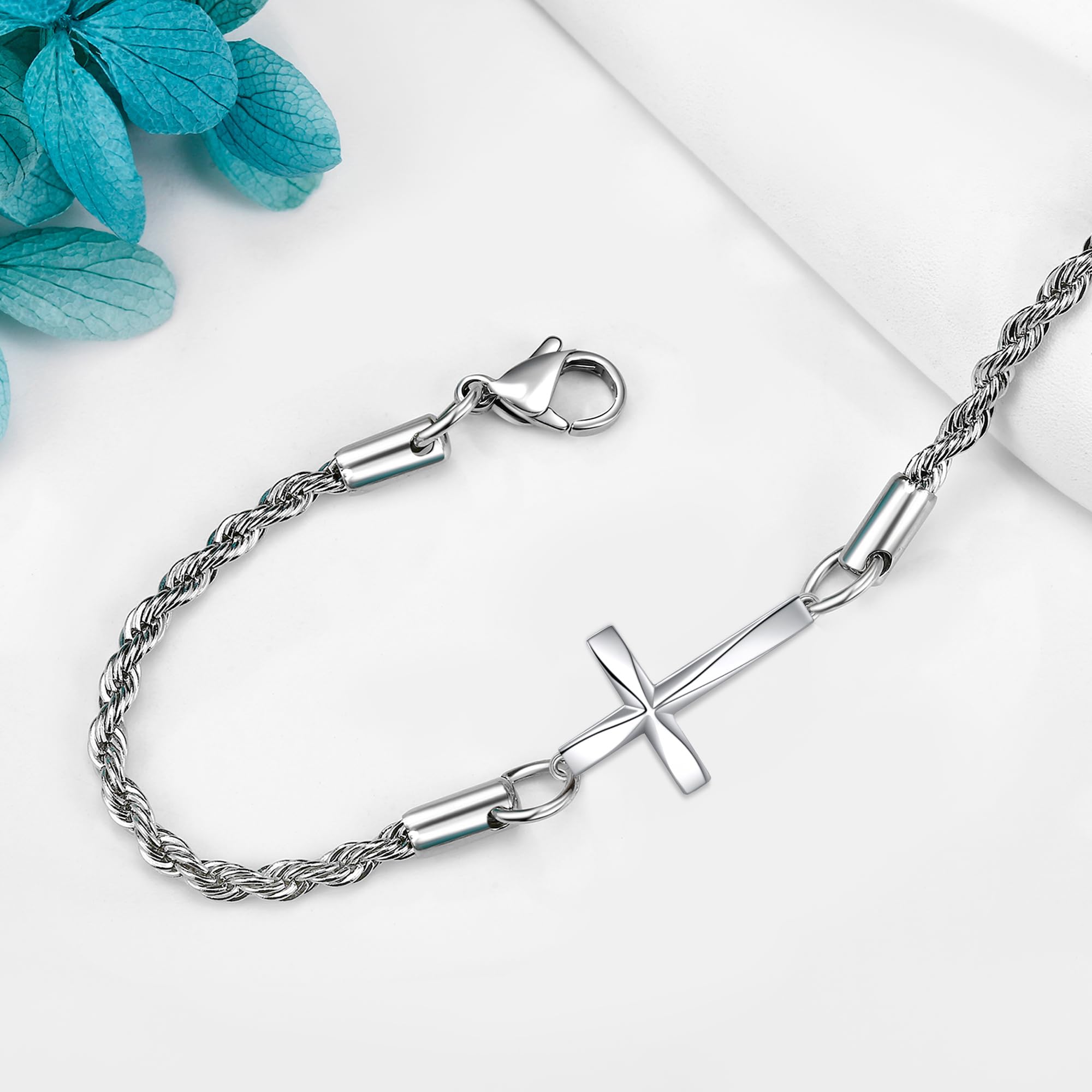 ONEFINITY Religious Cross Bracelet 925 Sterling Silver Origami Cross Bracelet Jewelry Gifts for Women