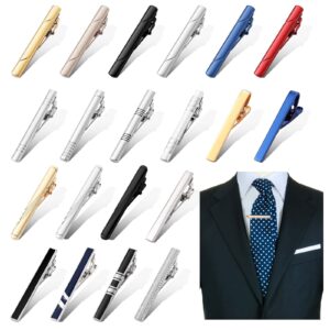 Yinkin 20 Pcs Tie Clips for Men Classic Tie Bar Clip Set for Regular Tie Necktie Clip Necktie Wedding Business Clip Clip on Neck Tie Men's Tie Pinch Clip for Anniversary Office and Daily Life