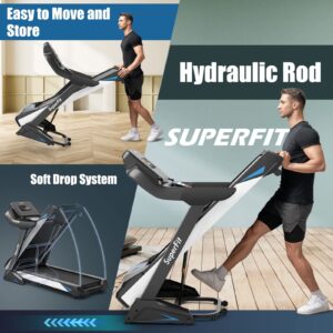 Goplus 4.75HP Folding Treadmill with 15% Auto Incline and APP, Commercial Heavy Duty Superfit Treadmill with 20 Preset Programs, Bluetooth Speaker, Soft Drop System, Pause, Running Machine for Home