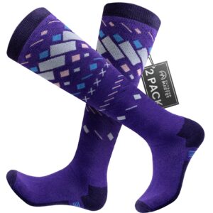 OutdoorMaster Unisex Ski Socks,Skiing and Snowboarding Socks for Men & Women with Over the Calf Design/Non-Slip Cuff