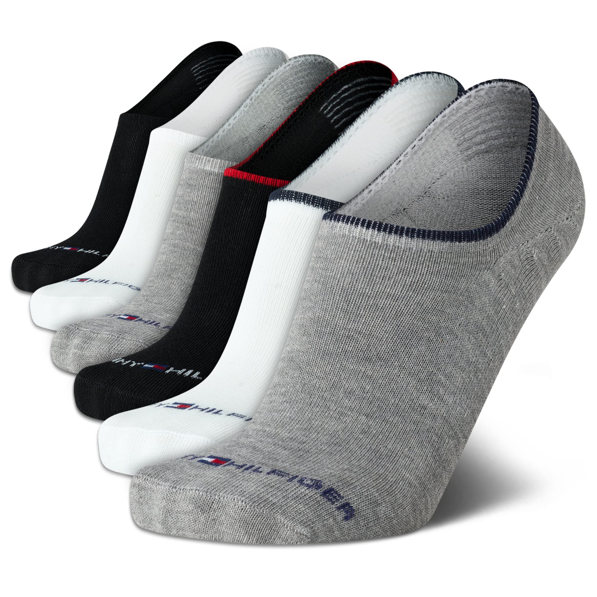 Tommy Hilfiger Men's Athletic Socks - Cushion Sport Liners (6 Pack), Size 7-12, Grey Assorted