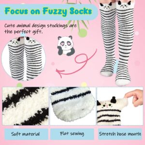 Hercicy 10 Pairs Thigh High Socks Cute Cartoon Thigh High Stockings Women over Knee Fuzzy Socks Winter Leg Warmers, One Size