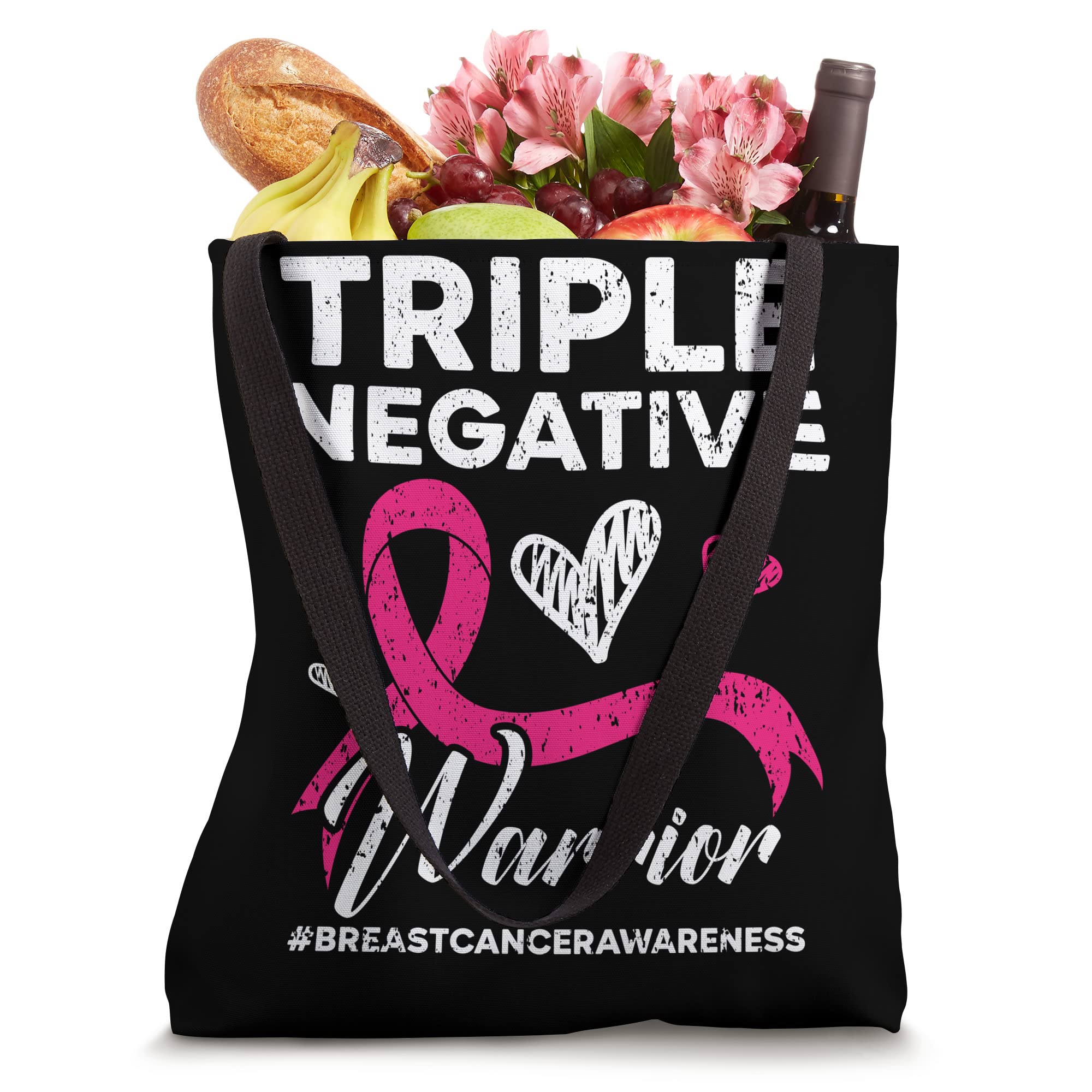 Triple Negative Warrior Breast Cancer Awareness Pink Ribbon Tote Bag