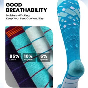 OutdoorMaster Unisex Ski Socks,Skiing and Snowboarding Socks for Men & Women with Over the Calf Design/Non-Slip Cuff