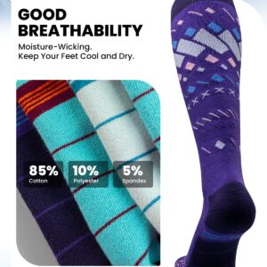 OutdoorMaster Unisex Ski Socks,Skiing and Snowboarding Socks for Men & Women with Over the Calf Design/Non-Slip Cuff