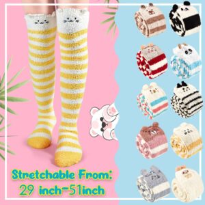 Hercicy 10 Pairs Thigh High Socks Cute Cartoon Thigh High Stockings Women over Knee Fuzzy Socks Winter Leg Warmers, One Size