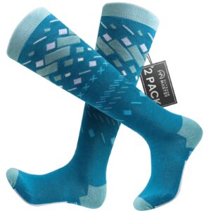 OutdoorMaster Unisex Ski Socks,Skiing and Snowboarding Socks for Men & Women with Over the Calf Design/Non-Slip Cuff