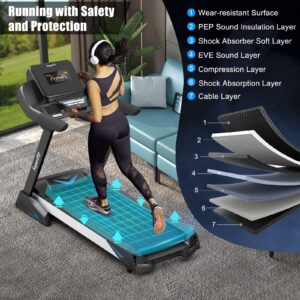 Goplus 4.75HP Folding Treadmill with 15% Auto Incline and APP, Commercial Heavy Duty Superfit Treadmill with 20 Preset Programs, Bluetooth Speaker, Soft Drop System, Pause, Running Machine for Home