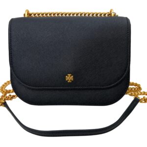 Tory Burch Emerson Flap Adjustable Shoulder Bag (Black)