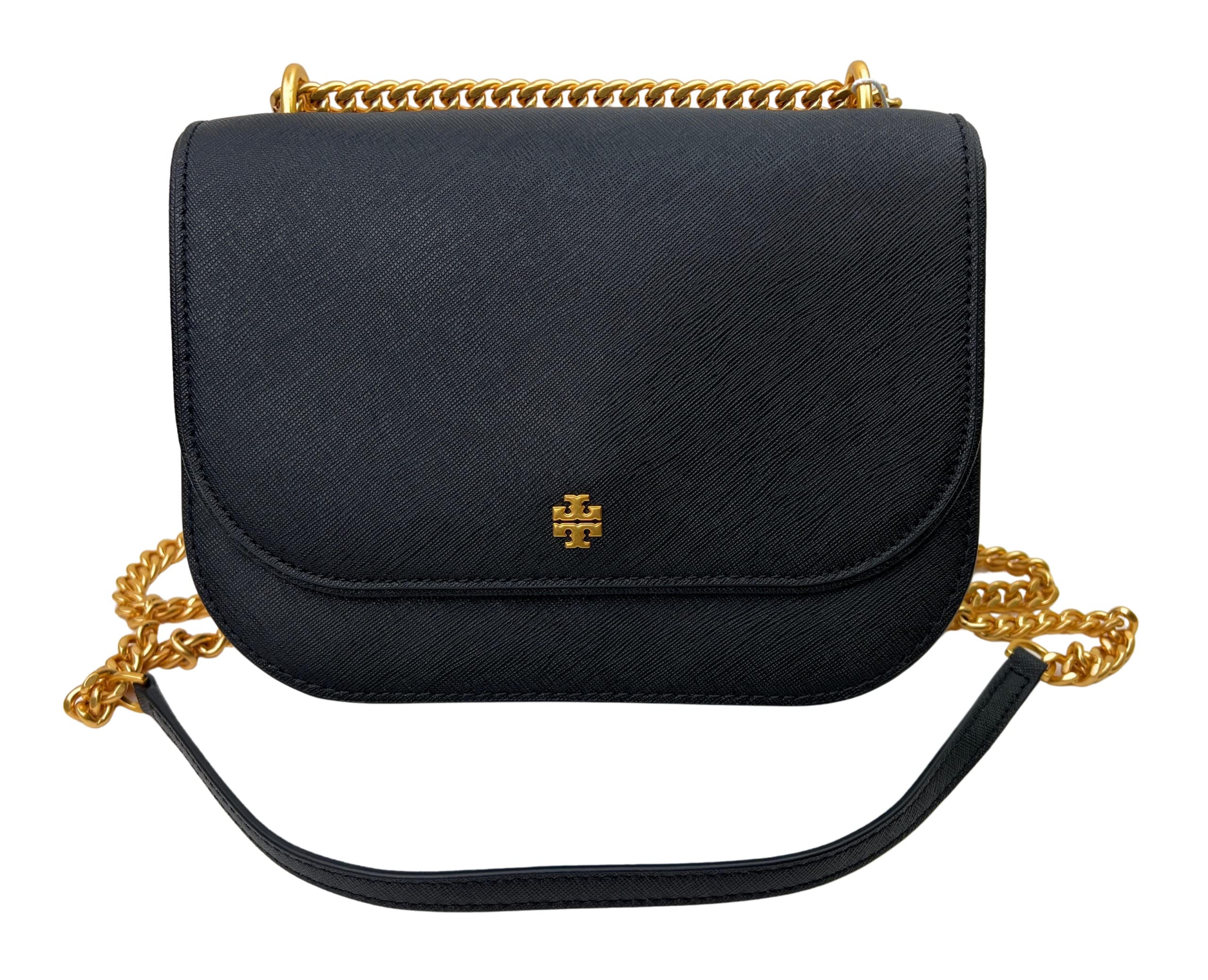 Tory Burch Emerson Flap Adjustable Shoulder Bag (Black)