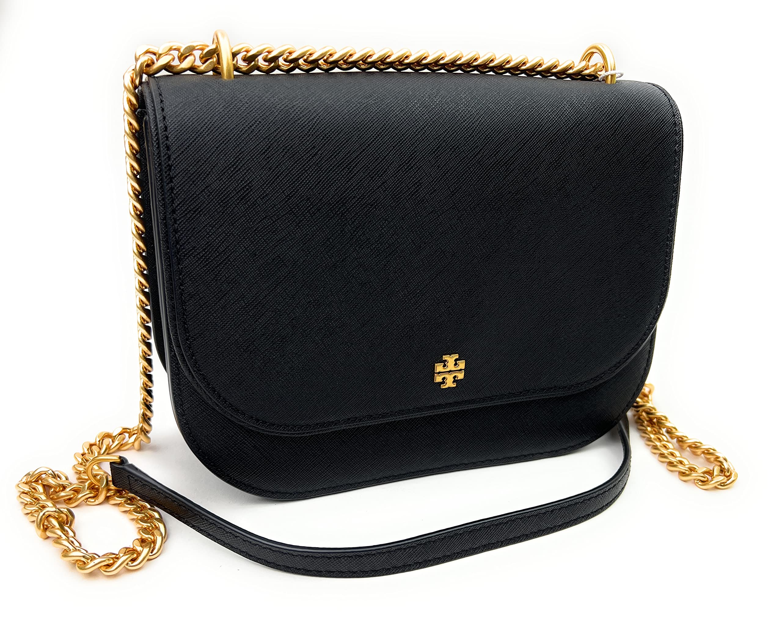 Tory Burch Emerson Flap Adjustable Shoulder Bag (Black)