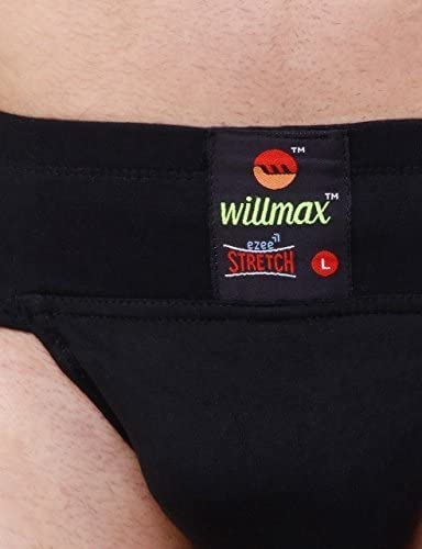 WMX Gym Cotton Supporter Back Covered with Cup Pocket Athletic Fit Brief Multi Sport Underwear Pack 2 (Ezee, Black M)