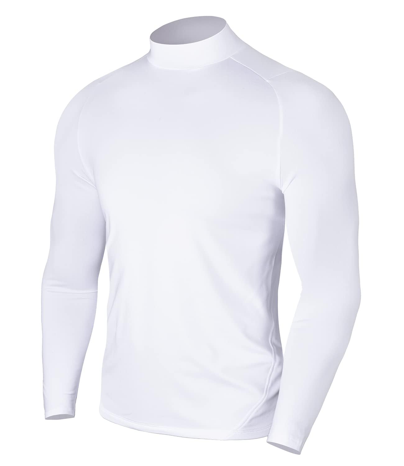 Mens Mock Turtleneck Thermal(White,XXL)