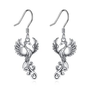 yafeini rising phoenix dangling earrings 925 sterling silver bird phoenix earrings jewelry gifts for women