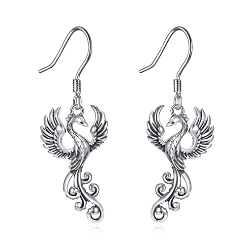 Yafeini Rising Phoenix Dangling Earrings 925 Sterling Silver Bird Phoenix Earrings Jewelry Gifts for Women