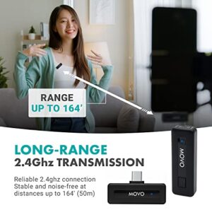 Movo Wireless Mini UC USB-C Wireless Microphone for Android - Wireless Lavalier Mic for Android Phones, Laptops, iPad Pro, and More