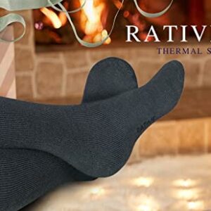 RATIVE Cold Weather Thick Heat Trapping Insulated Thermal Boots Socks Pack Warm Winter Long Crew for Men Women (12-14,2 pairs/black+grey+navy)