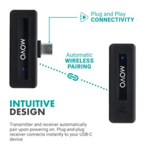 Movo Wireless Mini UC USB-C Wireless Microphone for Android - Wireless Lavalier Mic for Android Phones, Laptops, iPad Pro, and More