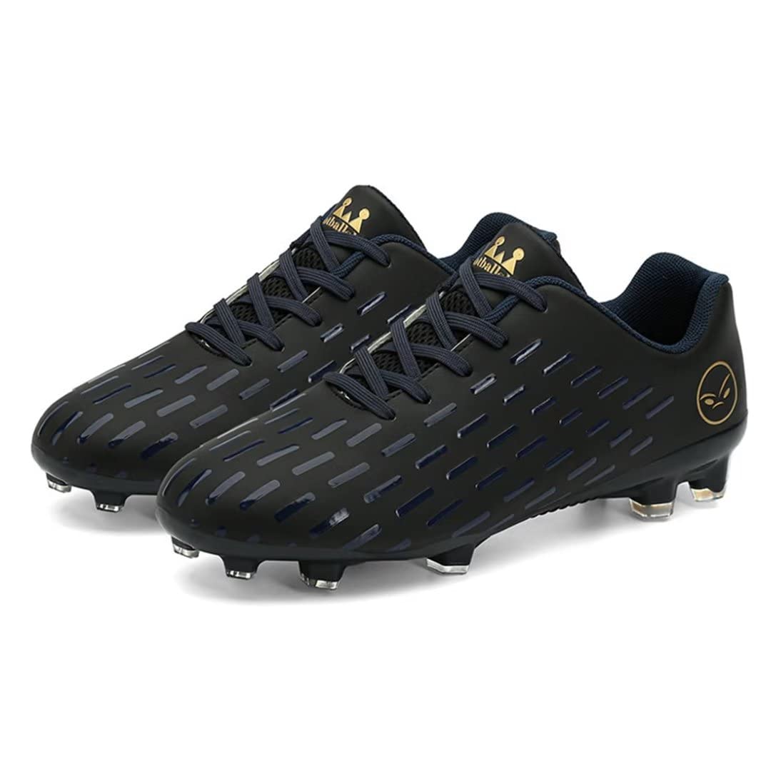 TOLLN Men Firm Ground Outdoor Soccer Cleats Youth Football Shoes SC22035-Black-43