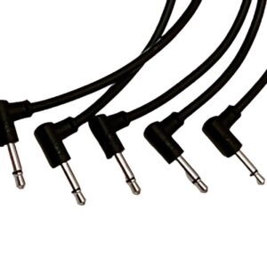 Starving Students Music Supplies Luigis Modular M-PAR Right Angled Eurorack Patch Cables - Package of 5 Black Cables, 24" (60 cm)