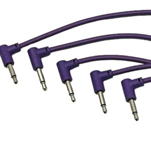 Starving Students Music Supplies Luigis Modular M-PAR Right Angled Eurorack Patch Cables - Package of 5 Purple Cables, 4" (10 cm)