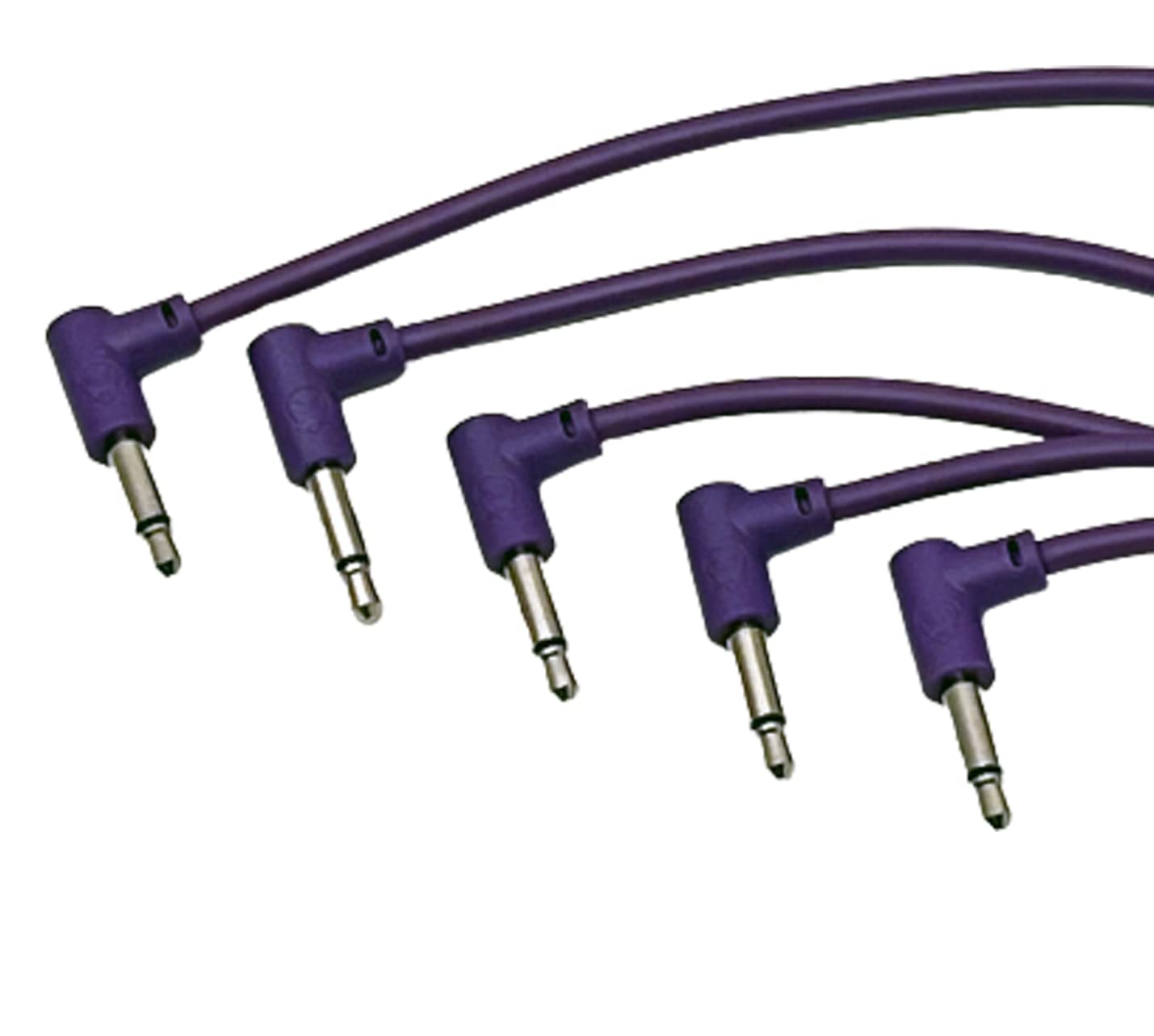 Starving Students Music Supplies Luigis Modular M-PAR Right Angled Eurorack Patch Cables - Package of 5 Purple Cables, 4" (10 cm)