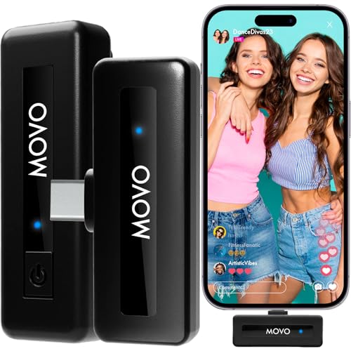 Movo Wireless Mini UC USB-C Wireless Microphone for Android - Wireless Lavalier Mic for Android Phones, Laptops, iPad Pro, and More