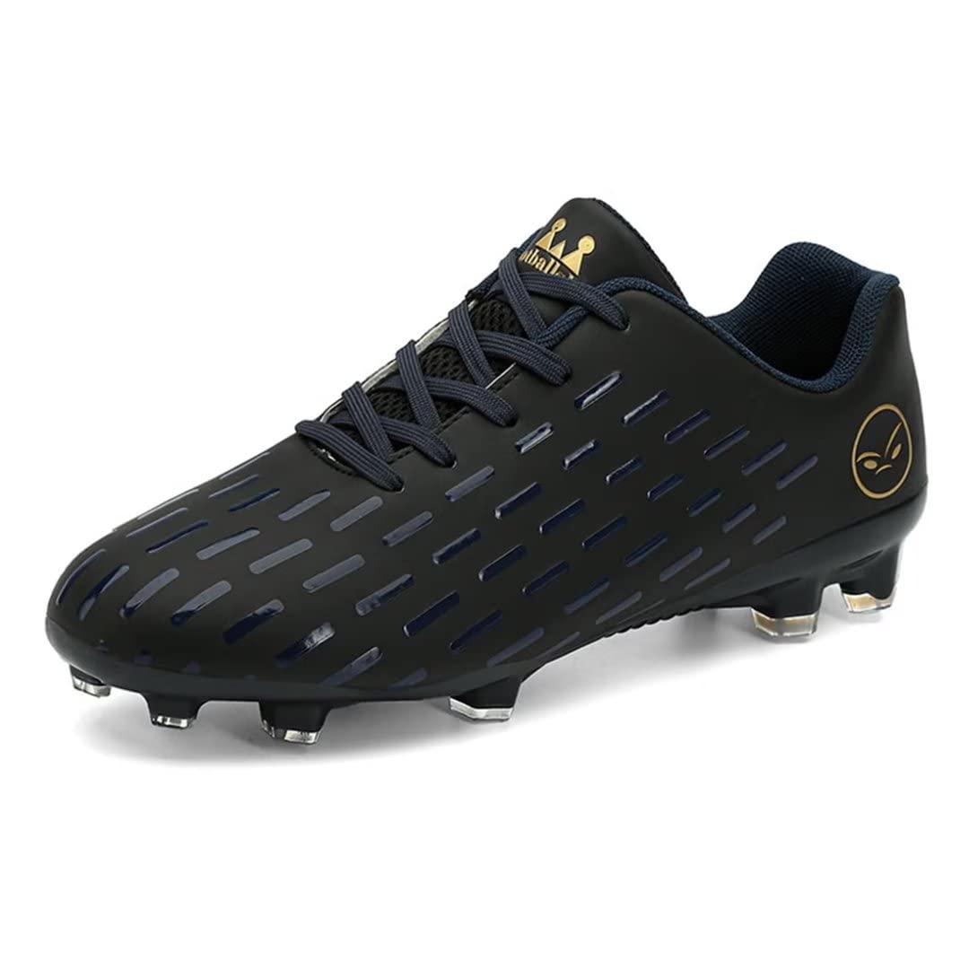 TOLLN Men Firm Ground Outdoor Soccer Cleats Youth Football Shoes SC22035-Black-43