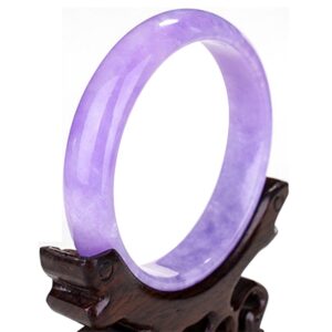 Natural Violets Jade Bangle Bracelet for Women Elegant Classical Genuine Purple Jadeite Bangles Jewelry with Gift Box (Size : 56mm)