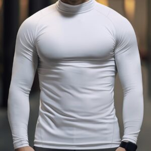 Mens Mock Turtleneck Thermal(White,XXL)