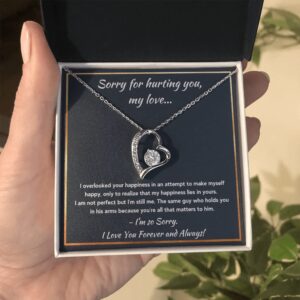 FG Family Gift Mall Im Sorry Gifts For Her, Apology Gifts For Her, I Love You I'm Sorry Gift, Giant Sorry Forgiveness Necklace with Message Card and Gift Box (Standard Box, Happiness)