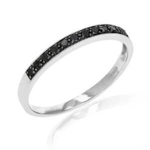 Vir Jewels 1/5 cttw Black Diamond Wedding Band in .925 Sterling Silver with Milgrain Size 8