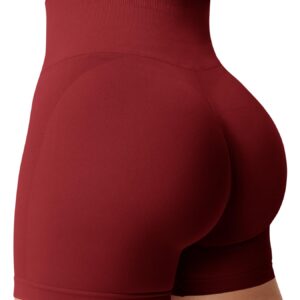 YEOREO Women Intensify Athletic Shorts Seamless Scrunch Workout Shorts High Waisted Active Gym Yoga Shorts Scarlet S