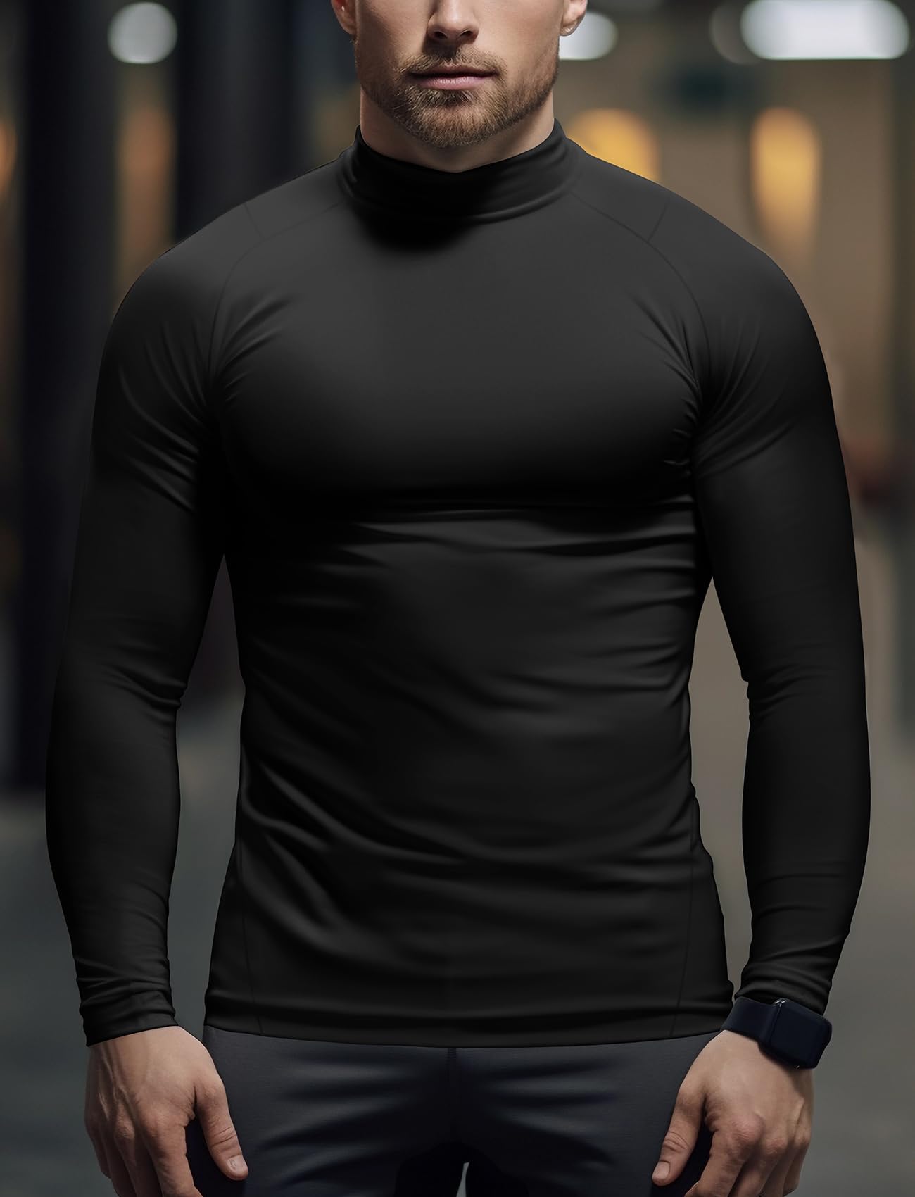 Zengjo Long Sleeve Thermal Shirt Men Compression(Black,XL)