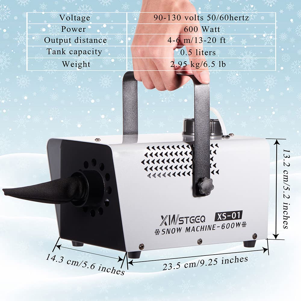 Snow Machine 600 Watt with Wireless Remote Control and Wired Control for Christmas Wedding Photography Parties Kids Stage Parades